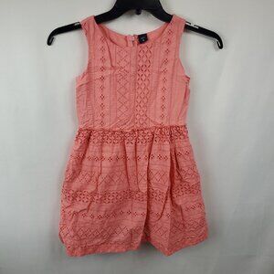 Gap Kids Peachy Pink Patterened Eyelet Embroidered Sleeveless Dress Sz M 8